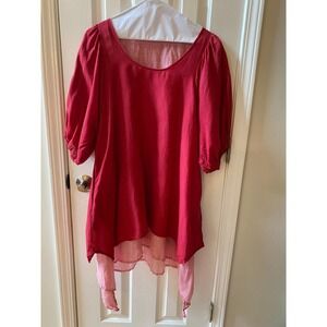 Shark Bite Hem XL Tunic Scoop Neck Balloon Sleeves Pockets
